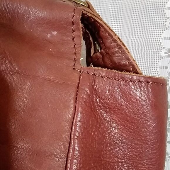 VINTAGE LARGE LUCKY BRAND EST 1990 100% LEATHER KOOBA BROWN .*5 UNISEX - Picture 5 of 16